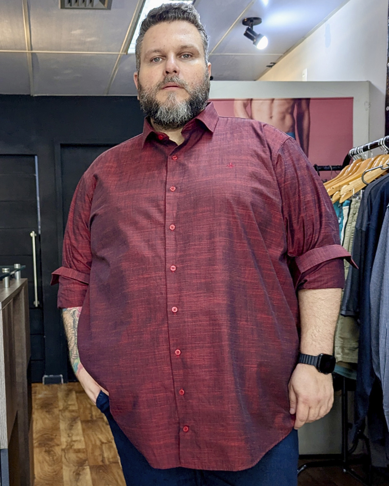 Camisa Social M/L Algodão Flame