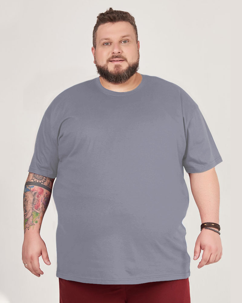 Camisa malha básica mescla grafite