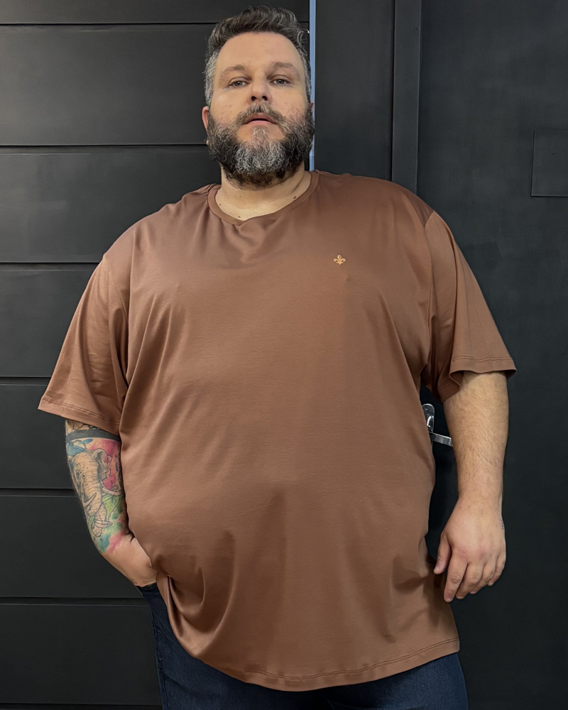 Camisa Careca Malha Pima algodão marrom